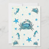 Invitation Plage moderne Crabe bleu Starfish Mariage hippocam (Dos)