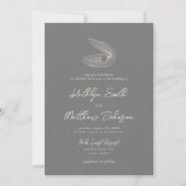 Invitation Plage moderne gris foncé Shell Destination Mariage (Devant)