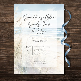 Invitation Plage moderne Quelque chose de bleu Fête des marié