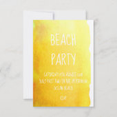 Invitation Plage moderne sable jaune aquarelle (Devant)