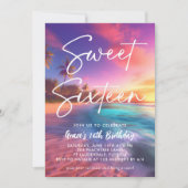 Invitation Plage moderne Sunset Sweet 16 (Devant)