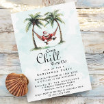 Invitation Plage Moderne "Venez Chauffer avec nous" Fête de N<br><div class="desc">Une invitation à la fête de Noël amusante avec le Père Noël se relaxant sur un hamac entre deux palmiers. Avec le message "Venez Chill avec nous",  cet invitation de vacances moderne est parfait pour Noël sur la plage ou les rencontres de Noël côtières!</div>