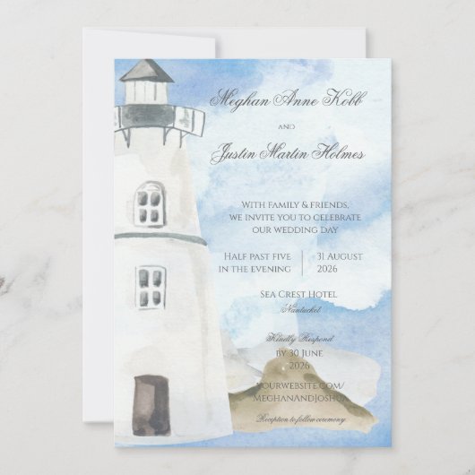 Invitation Plage nautique avec phare (Devant)