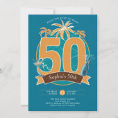 Invitation Plage nautique Océan Bleu tropical 50e anniversair (Devant)