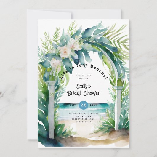 Invitation Plage Océan côtier BABYSHOWER ANNIVERSAIRE MARIAGE (Devant)