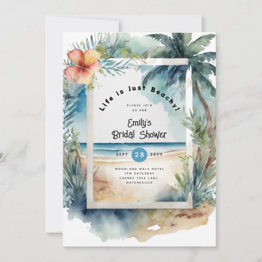 Invitation Plage Océan côtier BABYSHOWER ANNIVERSAIRE MARIAGE (Devant)
