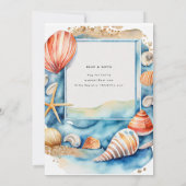 Invitation Plage Océan côtier BABYSHOWER ANNIVERSAIRE MARIAGE (Dos)