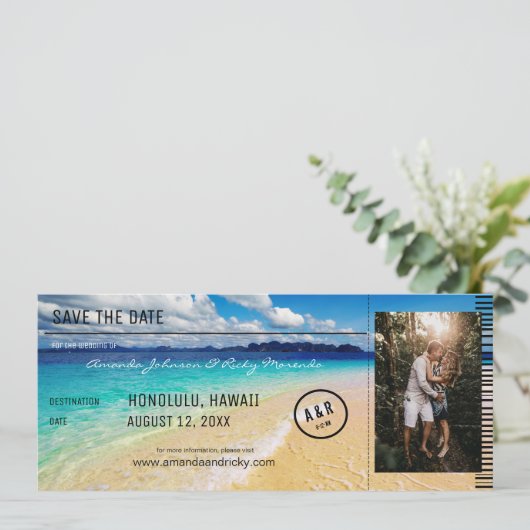 Invitation Plage - Ocean Destination avec photo Enregistrer l (Debout devant)