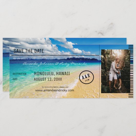 Invitation Plage - Ocean Destination avec photo Enregistrer l (Devant / Derrière)
