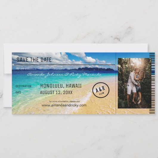 Invitation Plage - Ocean Destination avec photo Enregistrer l (Devant)