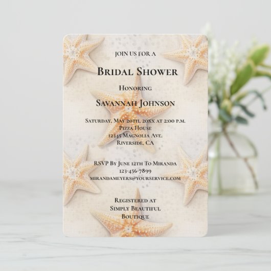 Invitation Plage Ocean Starfish Fête des mariées (Debout devant)