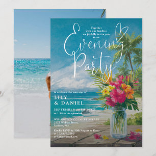 Invitation Plage Océan Tropical Floral Photo Soirée