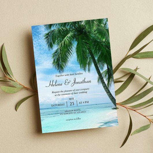 Invitation Plage Océan tropical Palm Tree Destination Mariage