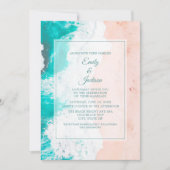Invitation Plage Océan Tropical Turquoise Blanc Brown Mariage (Devant)