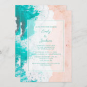 Invitation Plage Océan Tropical Turquoise Blanc Brown Mariage (Devant / Derrière)