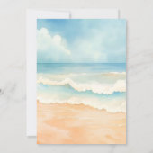 Invitation Plage océan vagues bleu beige mariage (Dos)
