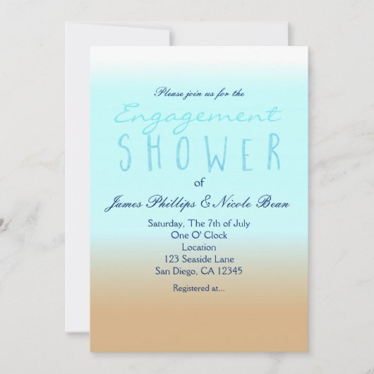 Invitation Plage Ombre Élégant Lavis de Mariage (Devant)