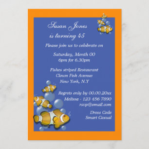 Invitation Plage orange bleue anniversaire PERSONNALISER