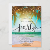 Invitation Plage, Palm, Soleil, Fiançailles de script d'éclai (Devant)
