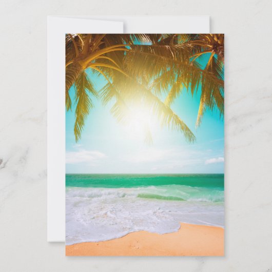 Invitation Plage, Palm, Soleil, Fiançailles de script d'éclai (Dos)