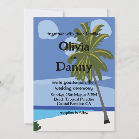 Invitation Plage Palm Tree Été Plage tropicale Mariage (Devant)