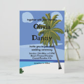 Invitation Plage Palm Tree Été Plage tropicale Mariage (Debout devant)