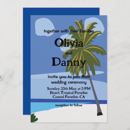 Invitation Plage Palm Tree Été Plage tropicale Mariage (Devant / Derrière)