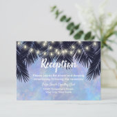 Invitation Plage Palm Tree String Lights Watercolor Réception (Debout devant)