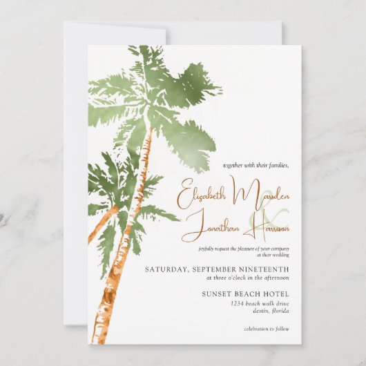 Invitation Plage Palm Trees Copper Destination tropicale (Devant)