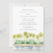 Invitation Plage Palm Trees Fête des mariées d'aquarelle trop (Devant)