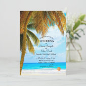 Invitation Plage Palm Trees Océan Destination Mariage (Debout devant)