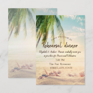Invitation Plage, Palmier, Étoile de mer, Coquillage Dîner de
