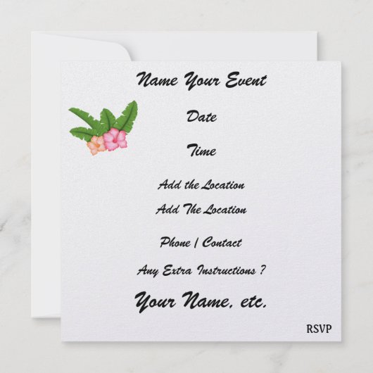 Invitation Plage paradisiaque (Dos)