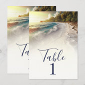 Invitation Plage paradisiaque Coucher de soleil Rustique Tabl (Devant / Derrière)