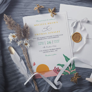 Invitation Plage paradisiaque Mariage tropical élégant vintag
