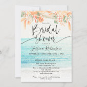 Invitation Plage photo aquarelle fleurie boho nuptiale (Devant)