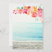 Invitation Plage photo aquarelle florale chute nuptiale douch (Dos)