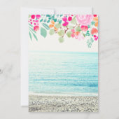 Invitation Plage photo rose floral aquarelle nuptiale (Dos)
