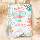 Invitation Plage Plage Plongée aquarelle mer vie douce 16<br><div class="desc">Plongeons et amusons-nous ! Faites un peu de plaisir à votre douce fête de 16 ans avec nos invitations à l'illustration de la vie marine de la plongée sous-marine d'été. Parfait pour l'aventurier sous-marin en vous ! Doté d'un masque de snorkeling rempli de poissons, de tortues et de mignons animaux...</div>