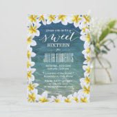 Invitation Plage Plumeria Tropical Flowers Sweet 16 (Debout devant)