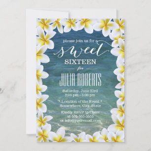 Invitation Plage Plumeria Tropical Flowers Sweet 16