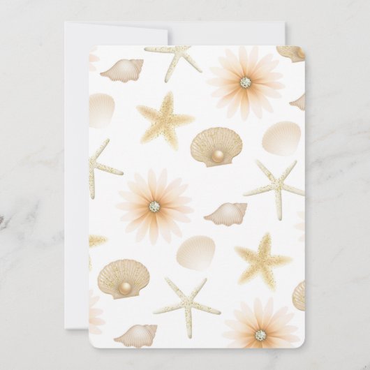Invitation Plage Poche Coquillages & Fleurs Mariage moderne (Dos)