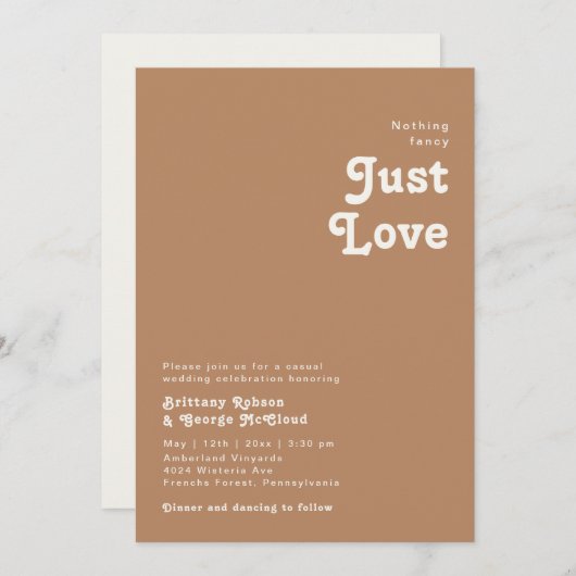 Invitation Plage Retro | Brown Rien De Mariage (Devant / Derrière)