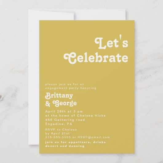 Invitation Plage Retro | Gold Fêtons l'invitation (Devant)