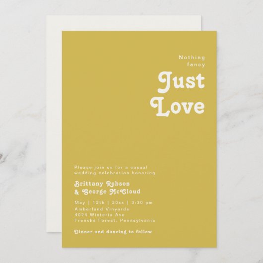 Invitation Plage Retro | Gold Nothing Fancy Mariage (Devant / Derrière)