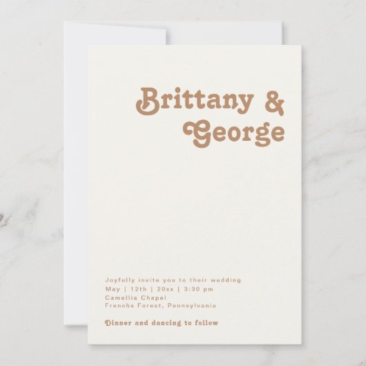 Invitation Plage Retro | Ivoire en un seul Mariage (Devant)