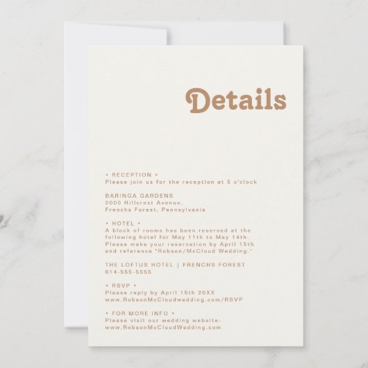 Invitation Plage Retro | Ivoire en un seul Mariage (Dos)
