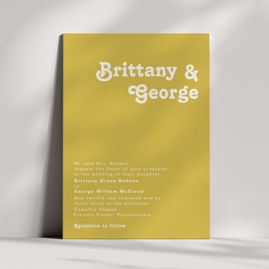 Invitation Plage Retro | Mariage traditionnel or