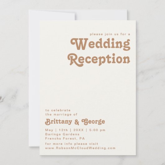 Invitation Plage Retro | Réception de mariage en ivoire (Devant)