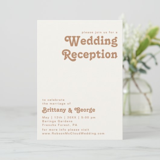 Invitation Plage Retro | Réception de mariage en ivoire (Debout devant)